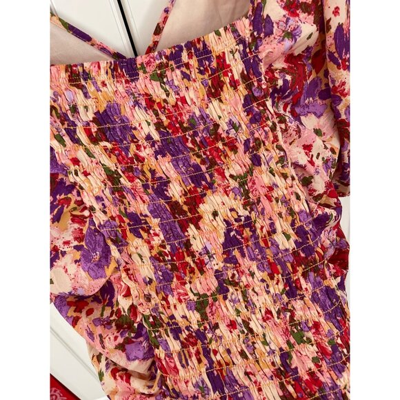 Sienna Sky cropped blouse Colorful Floral Chiffon Top size L New NWOT - Picture 5 of 8